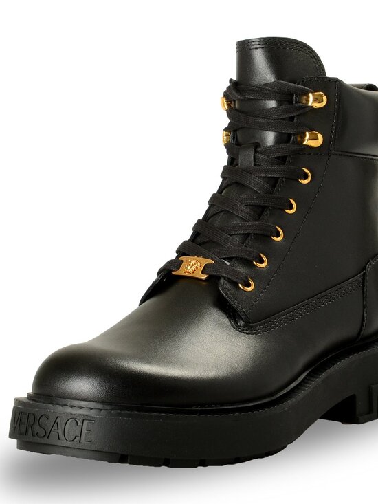 Versace Men\'s Black Leather Lace Up Boots Shoes US 9 IT 42 main image 4